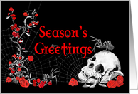 Gothic Spiders, Roses and Skull Seasonal Card