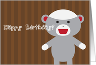 Sock Monkey - Happy Birthday card