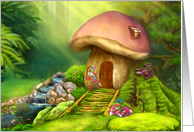 Fantasy mushroom house . Blank Note Card