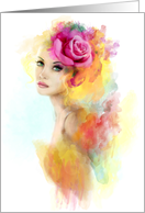 Summer woman color abstract portrait card