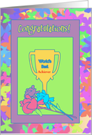 Congratulations Colorful Butterfly Frame With World’s best Trophy card