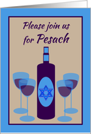 Invitation Passover Seder Kosher Wine and Four Glasses card