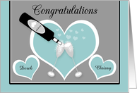 Congratulations Engagement Custom Name Champagne and Hearts card
