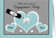 Invitation Engagement Party Custom Name Champagne and Hearts card