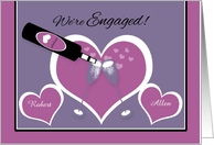 Announcement Engagement Gay Custom Champagne Toast and Hearts card