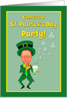 Invitation St. Patrick’s Day Leprechaun w Pipe and Green Beer card