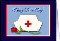Nurses Day for Co-worker Nurses Cap with Red Rose Illustration card