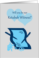 Invitation Ketubah Witness Paper Pens Hearts and Rings card
