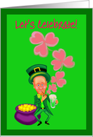 Invitation St. Patrick’s Day Leprechaun Pipe Pink Shamrocks card