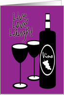 40th Birthday Live Love Laugh Wine Bottle & Glasses card
