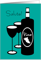 Italian Congratulations Salute Wine Bottle and Glasses card