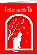Remembrance Christmas Cat on Window Silhouette card