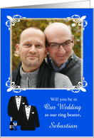 Invitations, be in our wedding, gay, custom photo card, two tuxedos card