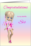 Congratulations To Sister, getting first period, girl with pink bows card