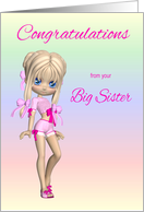 Congratulations From Big Sister, getting first period, girl, pink bows card