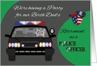 Invitations to Retirement Party for Birth Dad as a Police Officer, car card