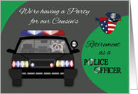 Invitations to Retirement party for cousin as Police Officer, Raccoon card