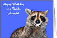 Birthday to Homegirl with a Raccoon Smiling Showing His Pearly Whites card