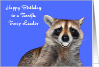 Birthday To Troop Leader, Raccoon smiling with pearly white dentures card