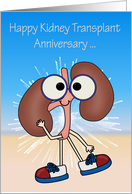 Anniversary of Kidney Transplant Card with Kidneys Wearing Glasses card