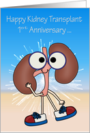1st Anniversary of Kidney Transplant with Kidneys Wearing Glasses card