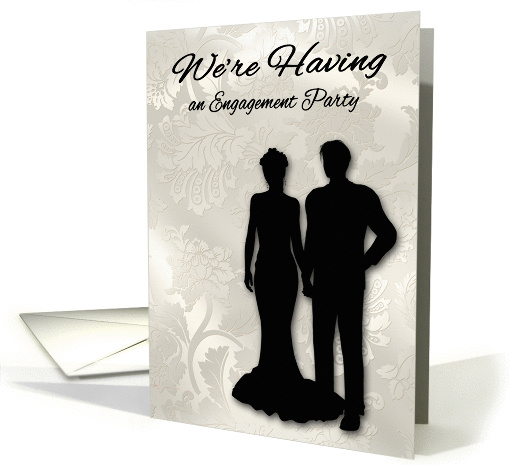 Invitations, Engagement Party, general, man and woman silhouettes card