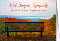 Sympathy for loss of Daughter-in-Law, Empty bench with fall foliage card
