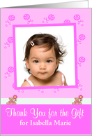 Thank You for the Baby Gift custom name photo card, Girl, cute bears card