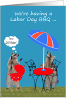 Invitations, Labor Day Barbecue, Raccoons getting ready for a BBQ card