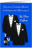 Invitations, Weddomg Gay, general, two tuxedos with champagne card