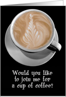 Join Me For Coffee Invitation, Cup of Cappuccino card
