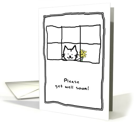 Get Well - Cat, Flower card (593815)