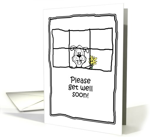 General Get Well Dog with Flower card (645752)