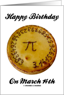 Happy Birthday! On March 14th (Pi On A Pie) card