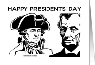 Happy Presidents’ Day Washington Lincoln Black & White Drawings card