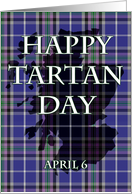 Happy Tartan Day Plaid with outline of Scotland card