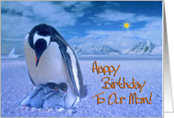 Happy birthday to our mom, penguins in Antactic card