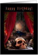 Happy Birthday - Gothic/Dark Raven and Skull card