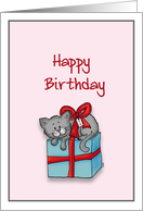 Happy Birthday General - Whimsical Cat tied up on top of a Gift card