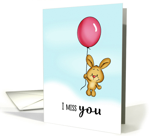 I miss you - Cute Bunny with Balloon! card (1434550)