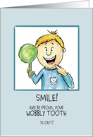 Congratulations on Losing Your Tooth, Child - Boy with a Loose Tooth card