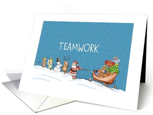 Teamwork Christmas Santa Snowy Sled card (874457)