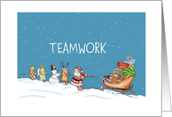 Teamwork Christmas Santa Snowy Sled card