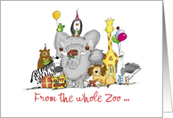 Personalize this Happy Birthday from group - Zoo Animals card