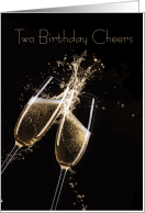 Happy Birthday to a Couple, Champagne Flutes and Ribbon card