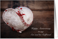 Heart Baseball, Anniversary for Son and Girlfriend card
