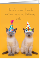 Shared Birthday, Siamese Kittens in Party Hats card