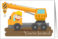 Construction themed, Birthday Invitation card
