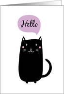 Black cat saying Hello card