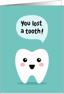 You lost a tooth congratulations card with kawaii style tooth card